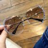 2020 Vintage Fashion Oversized Rimless Sunglasses Women Famous Luxury Brand Design Sexy Diamond Square Sun Glasses For Female