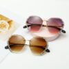 2020 Vintage Fashion Oversized Rimless Sunglasses Women Famous Luxury Brand Design Sexy Diamond Square Sun Glasses For Female - Image 4