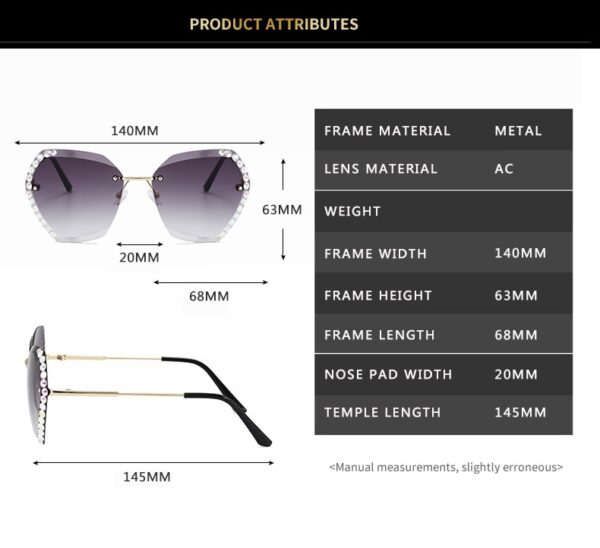 2020 Vintage Fashion Oversized Rimless Sunglasses Women Famous Luxury Brand Design Sexy Diamond Square Sun Glasses For Female - Image 5