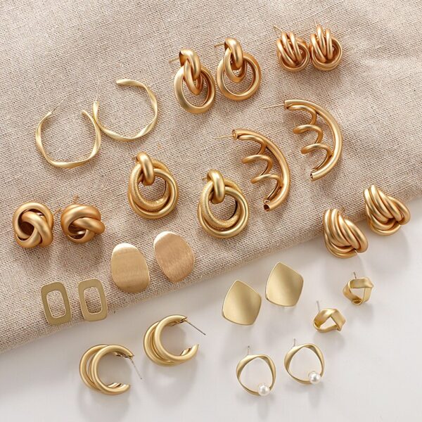 AENSOA Vintage 2020 New Fashion Gold Color Metal Drop Earrings for Women Trendy Simple Knot Twist Statement Earrings Jewelry - Image 2