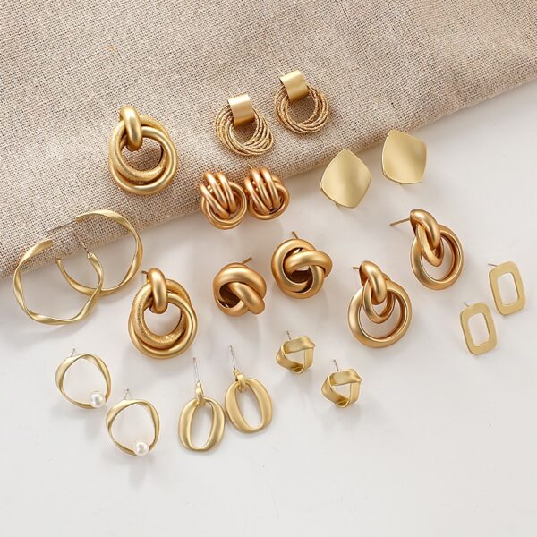 AENSOA Vintage 2020 New Fashion Gold Color Metal Drop Earrings for Women Trendy Simple Knot Twist Statement Earrings Jewelry - Image 3