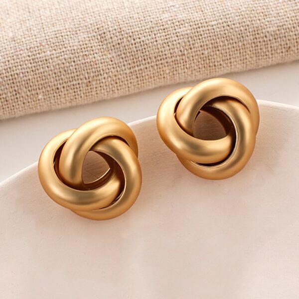 AENSOA Vintage 2020 New Fashion Gold Color Metal Drop Earrings for Women Trendy Simple Knot Twist Statement Earrings Jewelry - Image 4