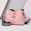 Fashon Women's Bucket Shoulder Bag PU Leather Weave Strap Belt women Bag Luxury Messenger Bag - Image 2