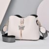 Fashon Women's Bucket Shoulder Bag PU Leather Weave Strap Belt women Bag Luxury Messenger Bag
