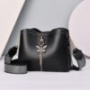 Fashon Women's Bucket Shoulder Bag PU Leather Weave Strap Belt women Bag Luxury Messenger Bag - Image 3