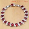 Natural 925 Silver Jewelry Red Birthstone Charm Jewelry Sets Women Earrings/Pendant/Necklace/Ring/Bracelets T055 - Image 2