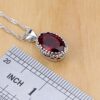 Natural 925 Silver Jewelry Red Birthstone Charm Jewelry Sets Women Earrings/Pendant/Necklace/Ring/Bracelets T055 - Image 3