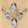 Natural Mystic Rainbow Cubic Zirconia 925 Silver Jewelry Set for Women Wedding Earrings/Pendant/Necklace/Rings
