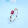 Simple Heart Ring Women Rhinestone Cute Finger Rings Wedding Engagement Birthday Gift For Girlfriend Zircon Stone Jewelry