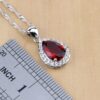 Water Drop Silver 925 Jewelry Red Cubic Zirconia White CZ Jewelry Sets Women Earrings/Pendant/Necklace/Rings/Bracelet - Image 3