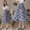 2021 spring and summer fashion new net yarn skirt female flocking high waist mid-length yarn skirt T:1216 - Image 3