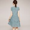 Chinese Style 100% Natural Silk Summer Dresses Elegant Fashion Stand Collar Short Sleeve Print Real Silk Women A-line Dress - Image 3