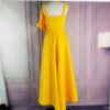 Women's Irregular Yellow Occassion Dresses Flare Pleated Party with Bow tie Celebrate Ladies Dated Night Dinner Event Dresses - Image 3