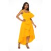 Women's Irregular Yellow Occassion Dresses Flare Pleated Party with Bow tie Celebrate Ladies Dated Night Dinner Event Dresses - Image 4
