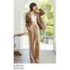 Women's Tall Satin Pink Wide Leg Pants with Long Waist and Straight Bobbin Pants - Image 2