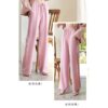 Women's Tall Satin Pink Wide Leg Pants with Long Waist and Straight Bobbin Pants - Image 4
