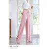 Women's Tall Satin Pink Wide Leg Pants with Long Waist and Straight Bobbin Pants - Image 5