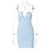 Hugcitar 2021 Sleeveless Halter Backless Hollow Out Pleat Bodycon Dress Summer Sexy Women Streetwear Y2K Party Club - Image 6