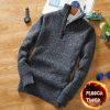 Winter Men's Fleece Thicker Sweater Half Zipper Turtleneck Warm Pullover Quality Male Slim Knitted Wool Sweaters for Spring - Image 4